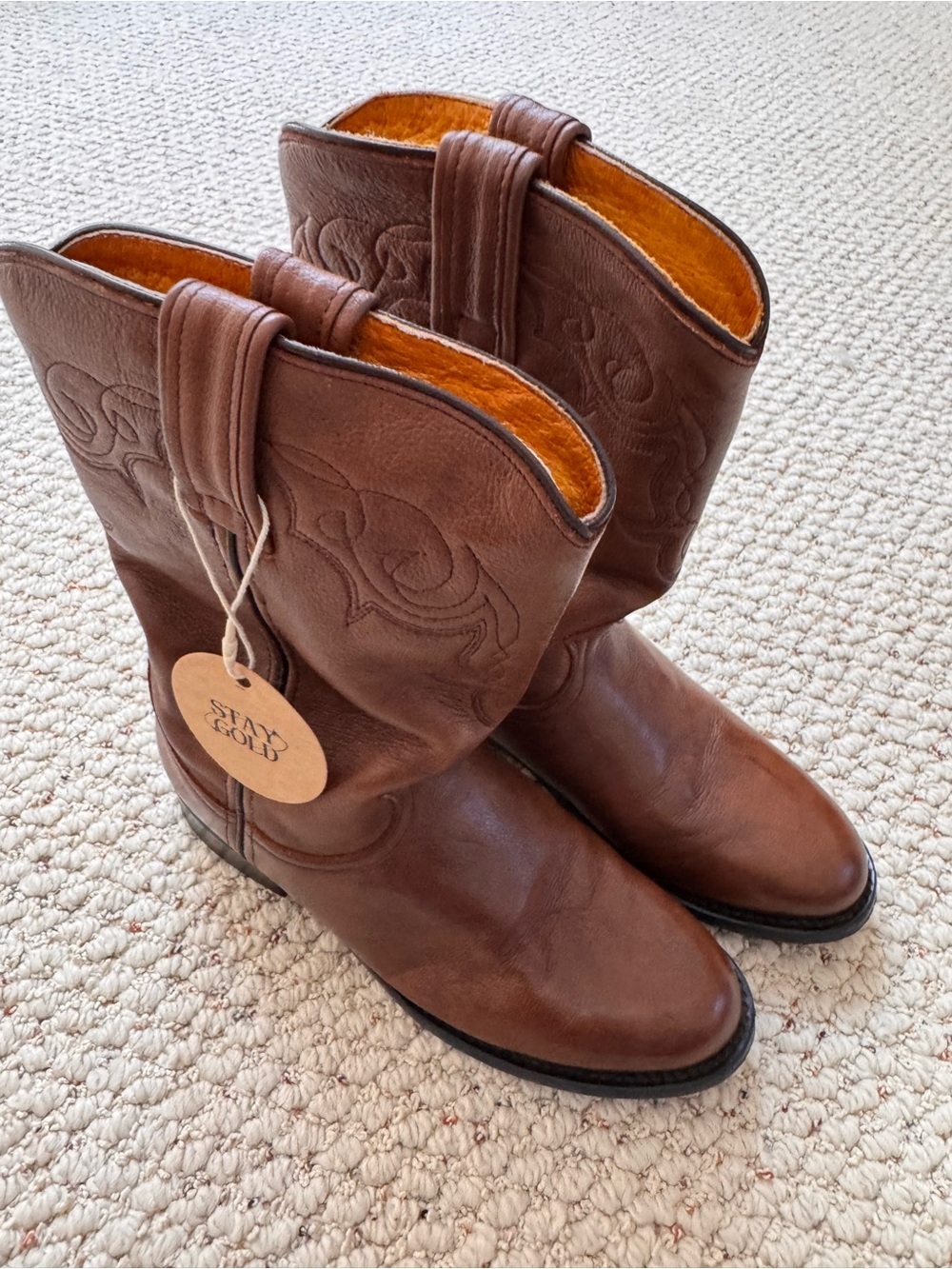Vintage Ben Miller Classic Brown Leather Cowboy Boots 0163